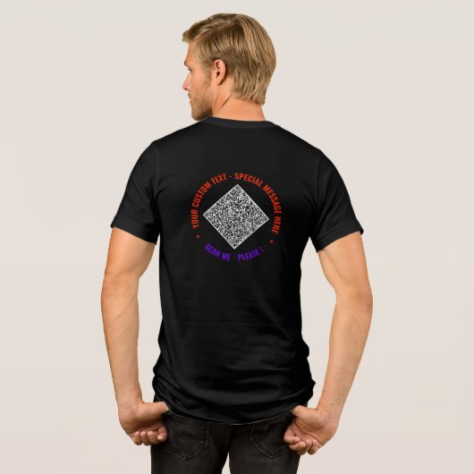 Ontwerp uw eigen aangepaste tekstkleur Grappige QR Tri-Blend Shirt (Achterkant volledig)