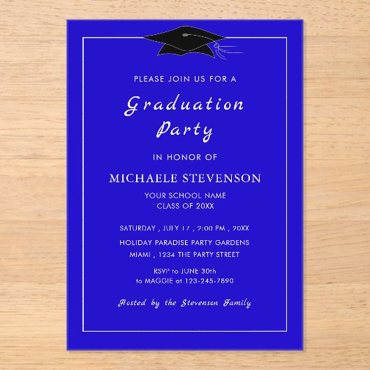 Ontwerp uw eigen acryl Afstuderen uitnodiging (Voorkant)