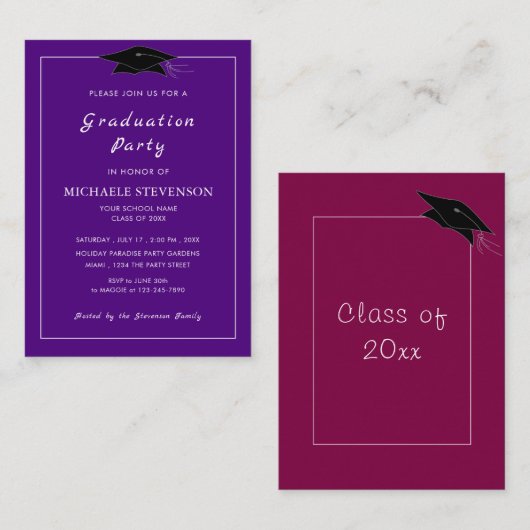 Ontwerp uw eigen Afstuderen uitnodiging Sjabloon (Voorkant / Achterkant)