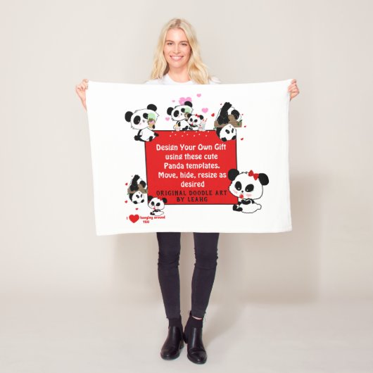 Ontwerp uw eigen BABY PANDA BEER Fleece Deken (In situ)