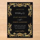 Ontwerp uw eigen Black Gold bruiloft uitnodiging (Voorkant)