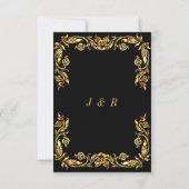 Ontwerp uw eigen Black Gold bruiloft uitnodiging (Achterkant)