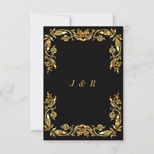 Ontwerp uw eigen Black Gold bruiloft uitnodiging (Achterkant)