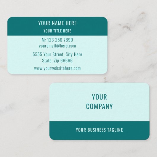 Ontwerp uw eigen Blauwgroen visitekaartsjabloon Visitekaartje (Voorkant / Achterkant)