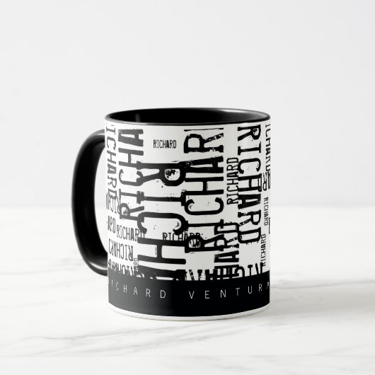 Ontwerp-uw-eigen bloktypografie mok met naam (Voorkant links)