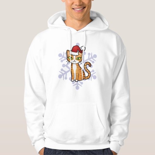 Ontwerp uw eigen Cartoon kat (Kerstmis) Hoodie (Voorkant)