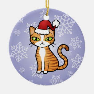 Ontwerp uw eigen Cartoon kat (Kerstmis) Keramisch Ornament