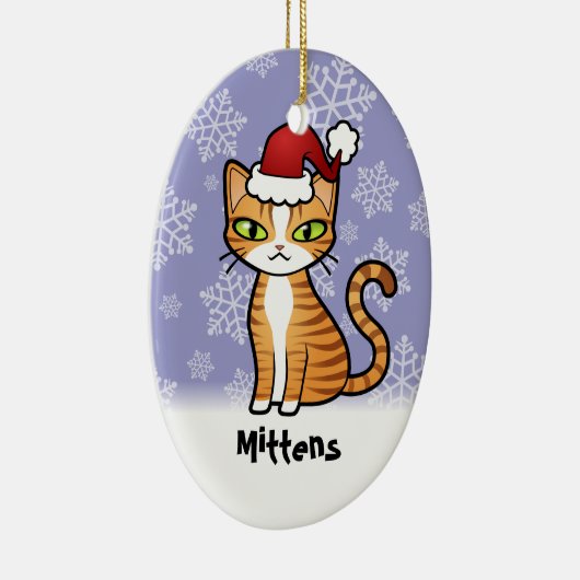 Ontwerp uw eigen Cartoon kat (Kerstmis) Keramisch Ornament (Rechts)