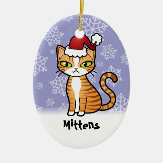 Ontwerp uw eigen Cartoon kat (Kerstmis) Keramisch Ornament (Voorkant)