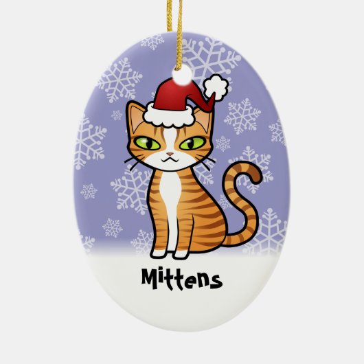 Ontwerp uw eigen Cartoon kat (Kerstmis) Keramisch Ornament (Achterkant)