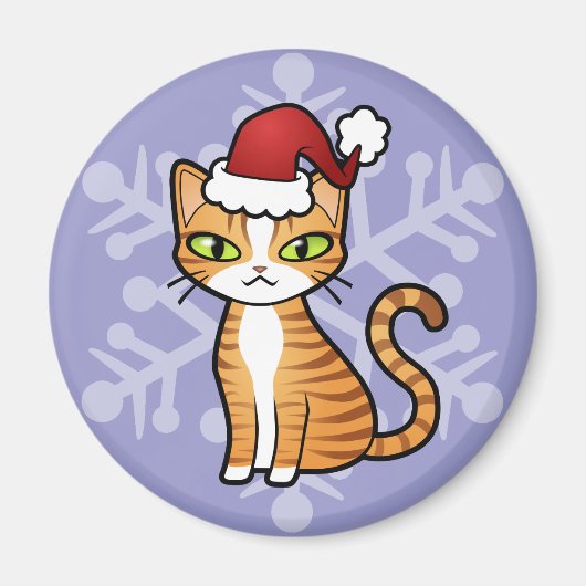 Ontwerp uw eigen Cartoon kat (Kerstmis) Magneet (Voorkant)