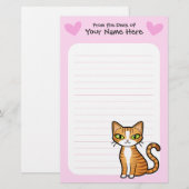 Ontwerp uw eigen Cartoon kat (liefdesharten) Briefpapier (Voorkant / Achterkant)