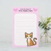 Ontwerp uw eigen Cartoon kat (liefdesharten) Briefpapier (Staand voorkant)