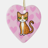 Ontwerp uw eigen Cartoon kat (liefdesharten) Keramisch Ornament (Rechts)