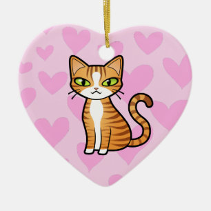 Ontwerp uw eigen Cartoon kat (liefdesharten) Keramisch Ornament