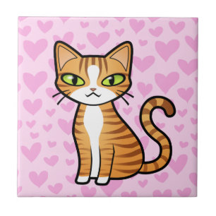 Ontwerp uw eigen Cartoon kat (liefdesharten) Tegeltje