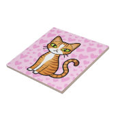 Ontwerp uw eigen Cartoon kat (liefdesharten) Tegeltje (Zijkant)
