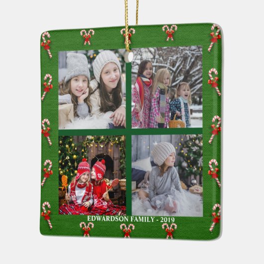 Ontwerp uw eigen familiefoto collage kerstmis keramisch ornament (Links)