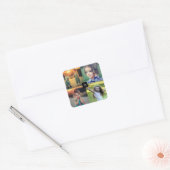 Ontwerp uw eigen familiefoto-collage monogramma vierkante sticker (Envelop)