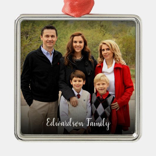Ontwerp uw eigen familiefoto Kerstmis Metalen Ornament (Voorkant)