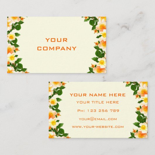 Ontwerp uw eigen Floral Business Card Template Visitekaartje (Voorkant / Achterkant)
