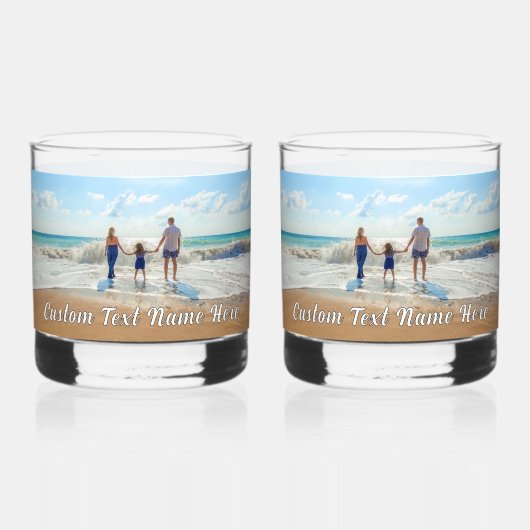 Ontwerp uw eigen foto Aangepaste tekst gepersonali Whisky Glas (Voorkant)