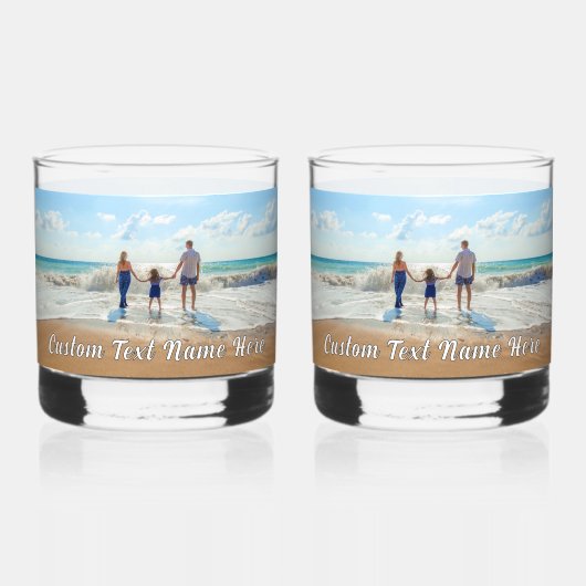 Ontwerp uw eigen foto Aangepaste tekst gepersonali Whisky Glas (Achterkant)