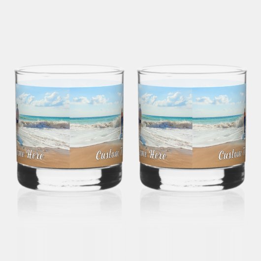 Ontwerp uw eigen foto Aangepaste tekst gepersonali Whisky Glas (Links)