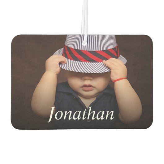 Ontwerp uw eigen foto en naam op maat luchtverfrisser (Achterkant)