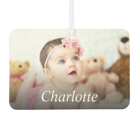 Ontwerp uw eigen foto en naam op maat luchtverfrisser (Voorkant)