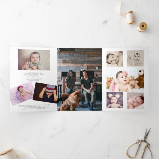 Ontwerp uw eigen foto en tekst op maat drieluik wenskaart (Binnen)