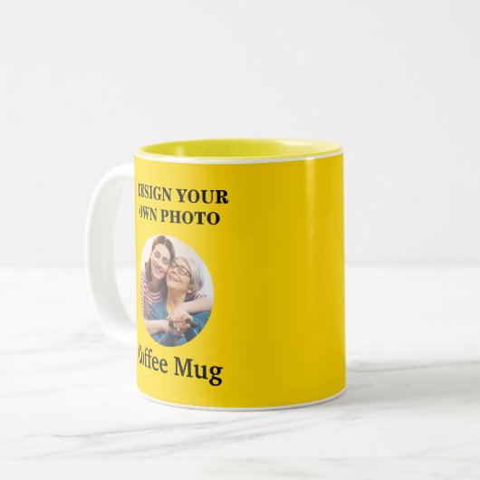 Ontwerp uw eigen foto-Mok - Geel Tweekleurige Koffiemok (Voorkant links)