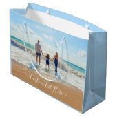 Ontwerp uw eigen fotocadeautas met aangepaste teks groot cadeauzakje (Achterkant Gekanteld)