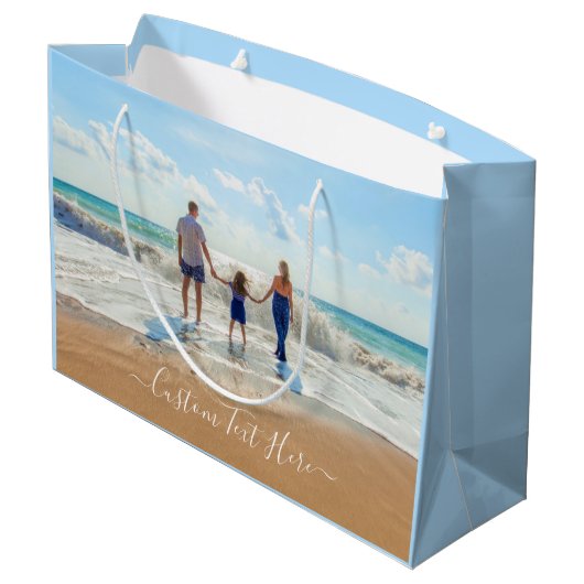 Ontwerp uw eigen fotocadeautas met aangepaste teks groot cadeauzakje (Achterkant Gekanteld)