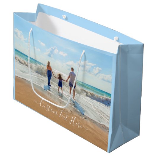 Ontwerp uw eigen fotocadeautas met aangepaste teks groot cadeauzakje (Voorkant Gekanteld)