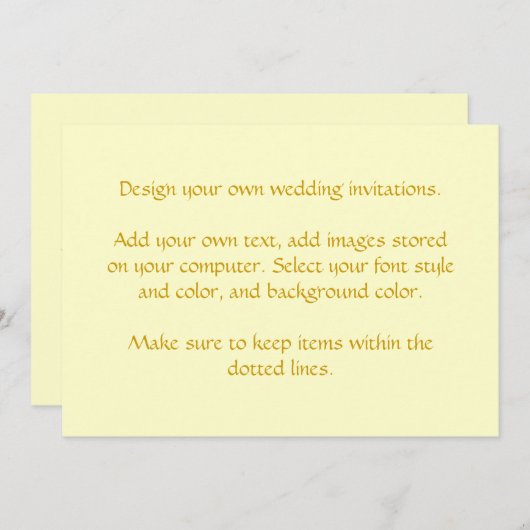 Ontwerp uw eigen huwelijksuitnodigingen kaart (Voorkant / Achterkant)