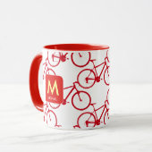ontwerp uw eigen initiaal met rode fietsen mok (Voorkant links)