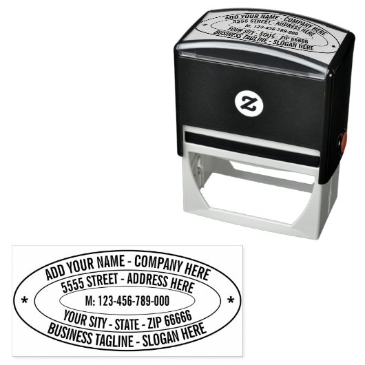Ontwerp uw eigen moderne adres Oval Stamp Sjabloon Zelfinktende Stempel (In situ)
