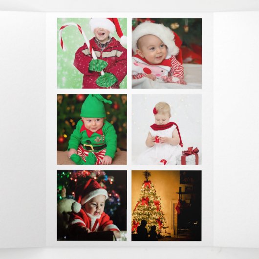 Ontwerp uw eigen Multi Photo Collage Holiday Drieluik Wenskaart (Binnenkant midden)