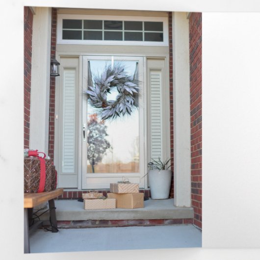 Ontwerp uw eigen multicore kerstfeestdag met feest drieluik wenskaart (Binnenzijde eerst)