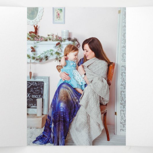 Ontwerp uw eigen multicore kerstfeestdag met feest drieluik wenskaart (Binnenkant midden)