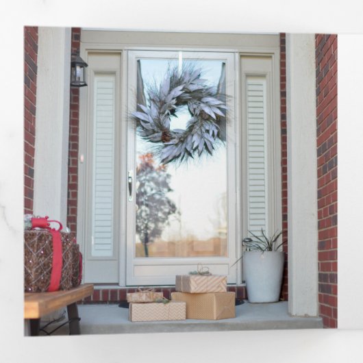 Ontwerp uw eigen multicore kerstfeestdag met feest drieluik wenskaart (Binnenzijde eerst)