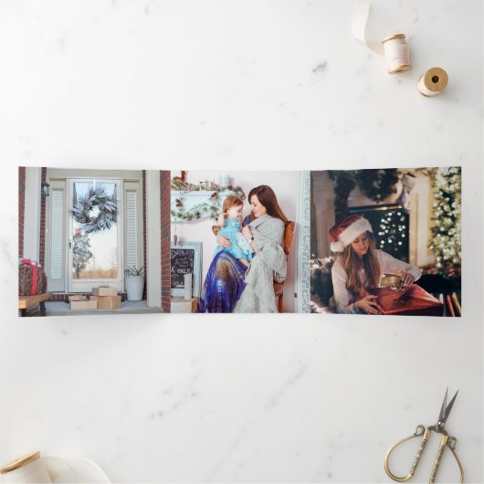 Ontwerp uw eigen multicore kerstfeestdag met feest drieluik wenskaart (Binnen)