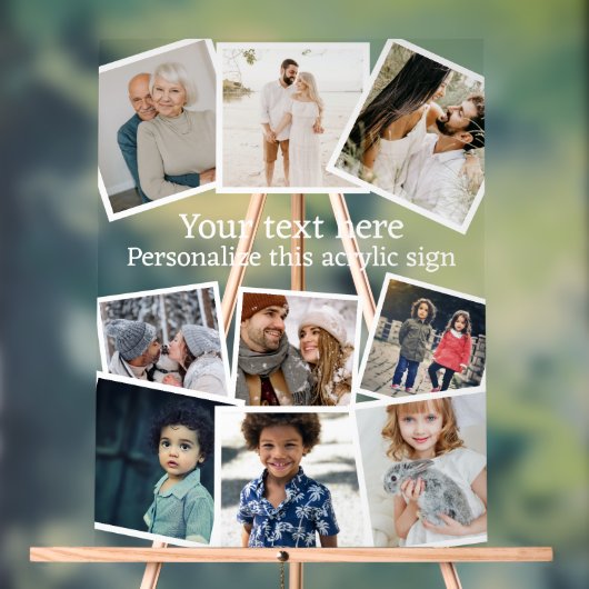Ontwerp uw eigen, op maat gemaakte 9 foto acryl bord (Neutraal)