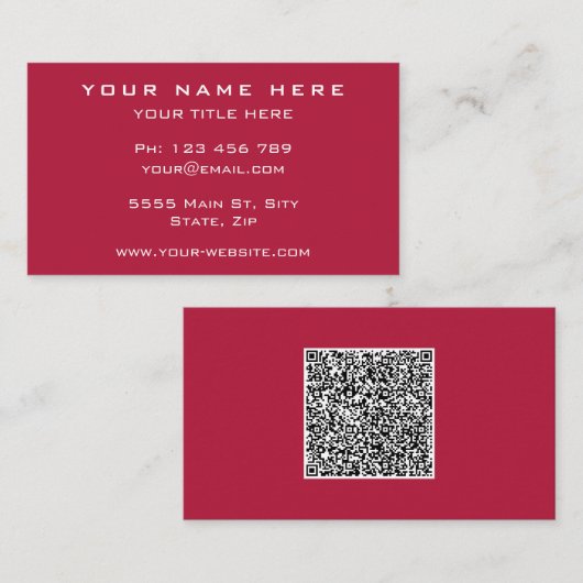 Ontwerp uw eigen QR-code Business Card Template Visitekaartje (Voorkant / Achterkant)