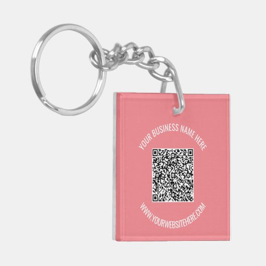Ontwerp uw eigen QR-code en aangepaste tekst Sleut Sleutelhanger (Voorkant Links)