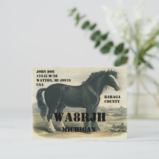 Ontwerp uw eigen QSL HAM Radio Operator Draft Hors Briefkaart (Staand voorkant)