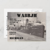 Ontwerp uw eigen QSL HAM Radio Operator Freighter Briefkaart (Voorkant / Achterkant)
