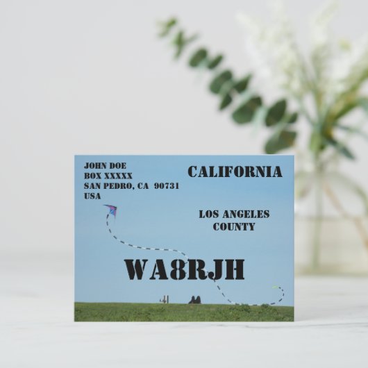 Ontwerp uw eigen QSL HAM Radio Operator Kite Vluch Briefkaart (Staand voorkant)