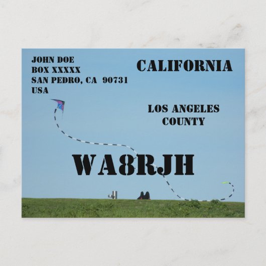 Ontwerp uw eigen QSL HAM Radio Operator Kite Vluch Briefkaart (Voorkant)